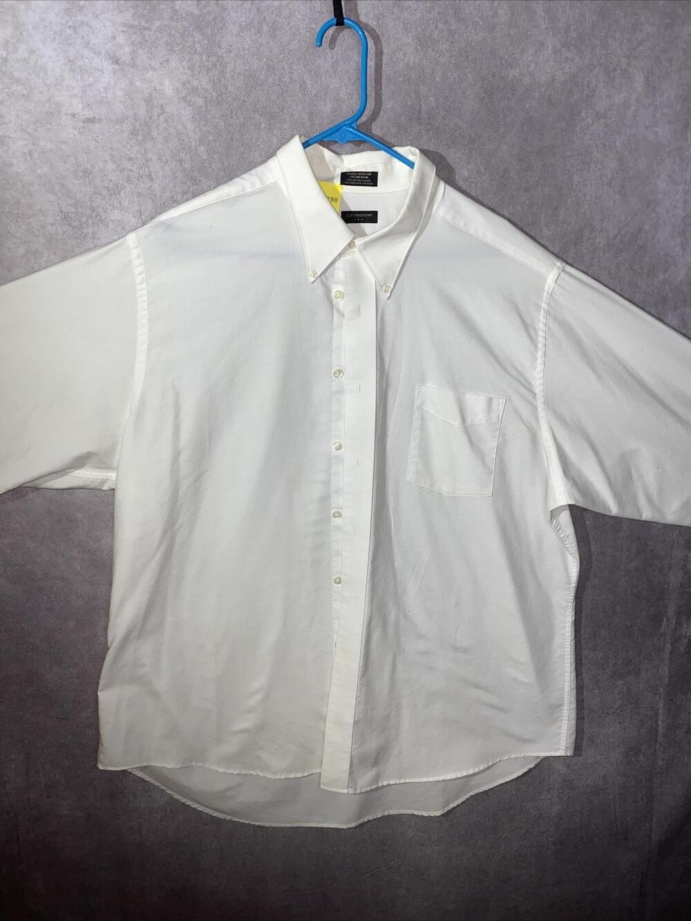 Covington Shirt Mens 17 34/35 XL White Button Down Long Sleeve Wrinkle Resistant